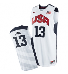 Men's Nike Team USA #13 Chris Paul Swingman White 2012 Olympics Basketball Jersey