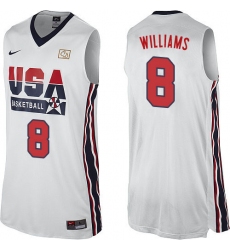 Men's Nike Team USA #8 Deron Williams Authentic White 2012 Olympic Retro Basketball Jersey