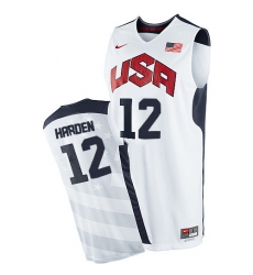 Men's Nike Team USA #12 James Harden Authentic White 2012 Olympics Basketball Jersey