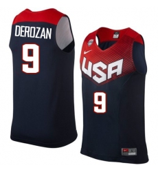 Men's Nike Team USA #9 DeMar DeRozan Swingman Navy Blue 2014 Dream Team Basketball Jersey