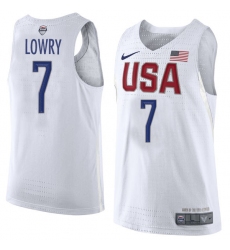 Men's Nike Team USA #7 Kyle Lowry Swingman White 2016 Olympic Basketball Jersey