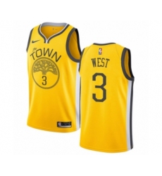 Men's Nike Golden State Warriors #3 David West Yellow Swingman Jersey - Earned Edition