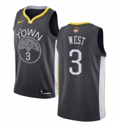 Youth Nike Golden State Warriors #3 David West Swingman Black Alternate 2018 NBA Finals Bound NBA Jersey - Statement Edition
