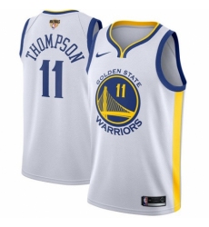 Women's Nike Golden State Warriors #11 Klay Thompson Authentic White Home 2018 NBA Finals Bound NBA Jersey - Association Edition