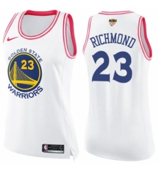 Women's Nike Golden State Warriors #23 Mitch Richmond Swingman White/Pink Fashion 2018 NBA Finals Bound NBA Jersey