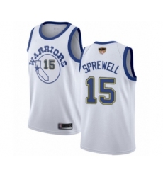 Men's Golden State Warriors #15 Latrell Sprewell Swingman White Hardwood Classics 2019 Basketball Finals Bound Basketball Jersey