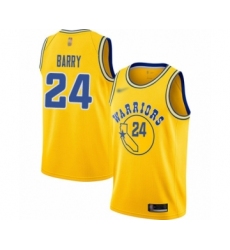 Men's Golden State Warriors #24 Rick Barry Authentic Gold Hardwood Classics Basketball Jersey