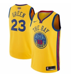 Men's Nike Golden State Warriors #23 Draymond Green Authentic Gold 2018 NBA Finals Bound NBA Jersey - City Edition