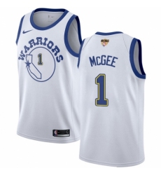 Men's Nike Golden State Warriors #1 JaVale McGee Authentic White Hardwood Classics 2018 NBA Finals Bound NBA Jersey