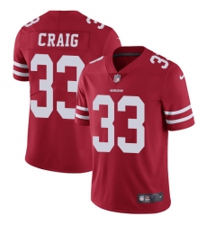Youth Nike San Francisco 49ers #33 Roger Craig Red Team Color Vapor Untouchable Limited Player NFL Jersey