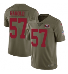 Men's Nike San Francisco 49ers #57 Eli Harold Limited Olive 2017 Salute to Service NFL Jersey
