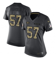 Women's Nike San Francisco 49ers #57 Eli Harold Limited Black 2016 Salute to Service NFL Jersey
