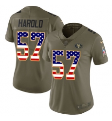 Women's Nike San Francisco 49ers #57 Eli Harold Limited Olive/USA Flag 2017 Salute to Service NFL Jersey