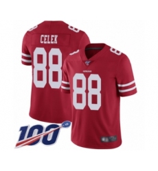 Men's San Francisco 49ers #88 Garrett Celek Red Team Color Vapor Untouchable Limited Player 100th Season Football Jersey