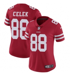 Women's Nike San Francisco 49ers #88 Garrett Celek Red Team Color Vapor Untouchable Limited Player NFL Jersey