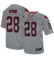 Men's Nike San Francisco 49ers #28 Carlos Hyde Elite Lights Out Grey NFL Jersey