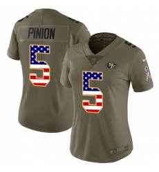 Women's Nike San Francisco 49ers #5 Bradley Pinion Limited Olive/USA Flag 2017 Salute to Service NFL Jersey