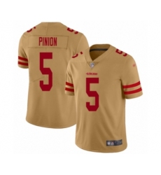 Women's San Francisco 49ers #5 Bradley Pinion Limited Gold Inverted Legend Football Jersey