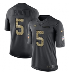 Youth Nike San Francisco 49ers #5 Bradley Pinion Limited Black 2016 Salute to Service NFL Jersey