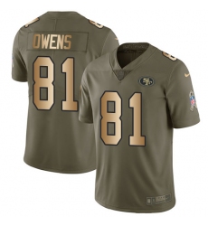 Youth Nike San Francisco 49ers #81 Terrell Owens Limited Olive/Gold 2017 Salute to Service NFL Jersey