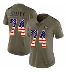 Women's Nike San Francisco 49ers #74 Joe Staley Limited Olive/USA Flag 2017 Salute to Service NFL Jersey