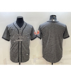 Men's San Francisco 49ers Blank Grey With Patch Cool Base Stitched Baseball Jersey