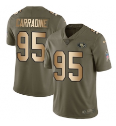 Youth Nike San Francisco 49ers #95 Cornellius Carradine Limited Olive/Gold 2017 Salute to Service NFL Jersey