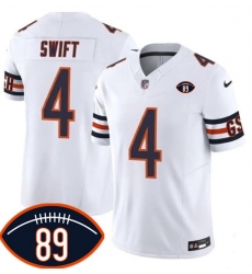 Men's Chicago Bears #4 D'Andre Swift White 2026 F.U.S.E. With Mike Ditka 89 Vapor Untouchable Limited Football Stitched Jersey