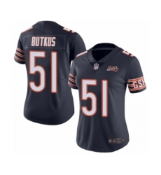 Women's Chicago Bears #51 Dick Butkus Navy Blue Team Color 100th Season Limited Football Jersey