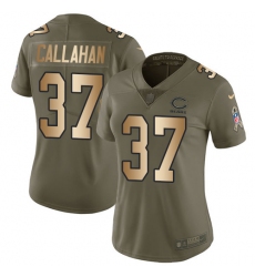 Women's Nike Chicago Bears #37 Bryce Callahan Limited Olive/Gold Salute to Service NFL Jersey