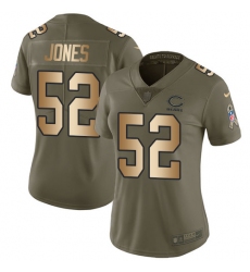 Women's Nike Chicago Bears #52 Christian Jones Limited Olive/Gold Salute to Service NFL Jersey