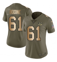 Women's Nike Cincinnati Bengals #61 Russell Bodine Limited Olive/Gold 2017 Salute to Service NFL Jersey