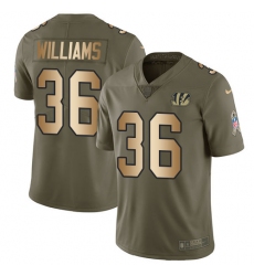 Youth Nike Cincinnati Bengals #36 Shawn Williams Limited Olive/Gold 2017 Salute to Service NFL Jersey