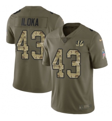 Youth Nike Cincinnati Bengals #43 George Iloka Limited Olive/Camo 2017 Salute to Service NFL Jersey