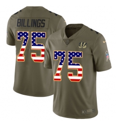 Men's Nike Cincinnati Bengals #75 Andrew Billings Limited Olive/USA Flag 2017 Salute to Service NFL Jersey