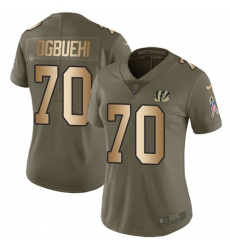 Women's Nike Cincinnati Bengals #70 Cedric Ogbuehi Limited Olive/Gold 2017 Salute to Service NFL Jersey