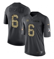 Youth Nike Cincinnati Bengals #6 Jeff Driskel Limited Black 2016 Salute to Service NFL Jersey