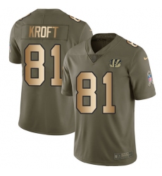 Men's Nike Cincinnati Bengals #81 Tyler Kroft Limited Olive/Gold 2017 Salute to Service NFL Jersey