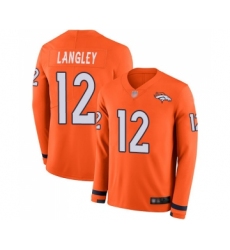 Men's Denver Broncos #12 Brendan Langley Limited Orange Therma Long Sleeve Football Jersey