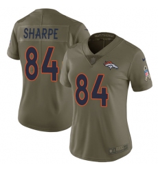 Women's Nike Denver Broncos #84 Shannon Sharpe Limited Olive 2017 Salute to Service NFL Jersey