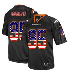 Men's Nike Denver Broncos #95 Derek Wolfe Elite Black USA Flag Fashion NFL Jersey
