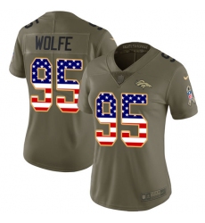 Women's Nike Denver Broncos #95 Derek Wolfe Limited Olive/USA Flag 2017 Salute to Service NFL Jersey