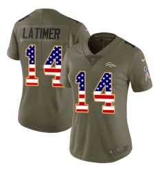 Women's Nike Denver Broncos #14 Cody Latimer Limited Olive/USA Flag 2017 Salute to Service NFL Jersey