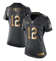 Women's Nike Denver Broncos #12 Paxton Lynch Limited Black/Gold Salute to Service NFL Jersey