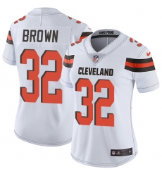 Women's Nike Cleveland Browns #32 Jim Brown White Vapor Untouchable Limited Player NFL Jersey