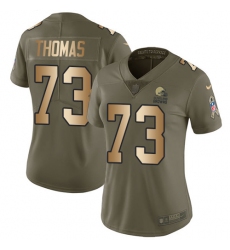 Women's Nike Cleveland Browns #73 Joe Thomas Limited Olive/Gold 2017 Salute to Service NFL Jersey