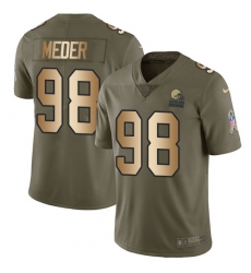 Youth Nike Cleveland Browns #98 Jamie Meder Limited Olive/Gold 2017 Salute to Service NFL Jersey