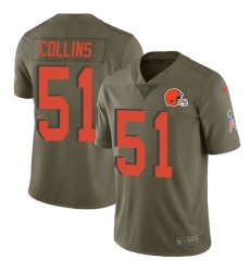 Youth Nike Cleveland Browns #51 Jamie Collins Limited Olive 2017 Salute to Service NFL Jersey