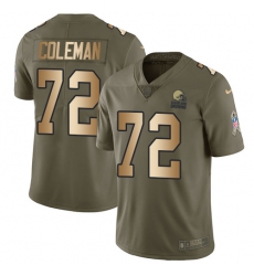Youth Nike Cleveland Browns #72 Shon Coleman Limited Olive/Gold 2017 Salute to Service NFL Jersey