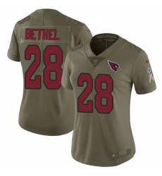 Women's Nike Arizona Cardinals #28 Justin Bethel Limited Olive 2017 Salute to Service NFL Jersey